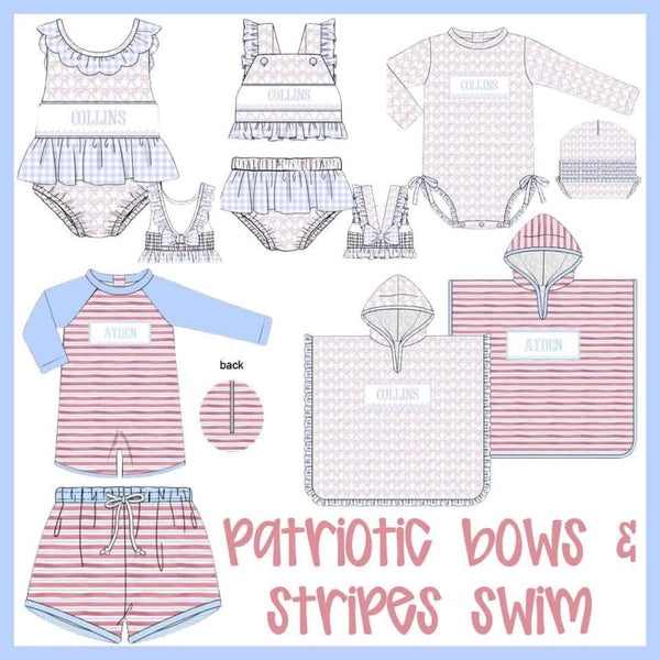 PATRIOTIC BOWS & STRIPES SWIM - ETA JUNE