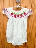 Rts strawberry smocked bubble