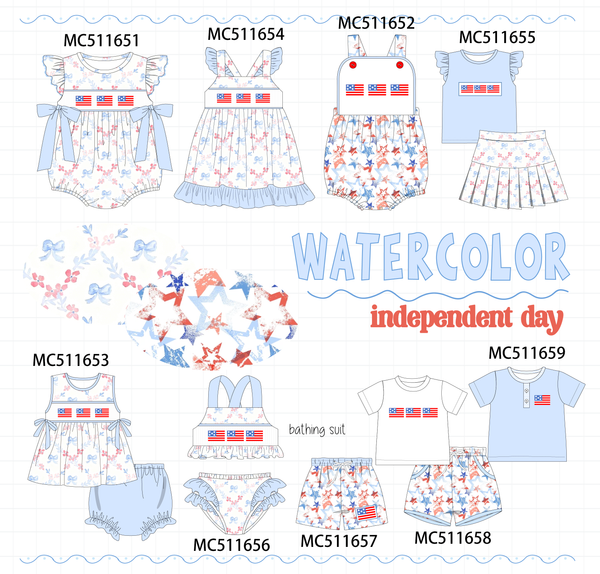 PO75 Blue Patriotic flag embroidery ruffle collection ETA MAY