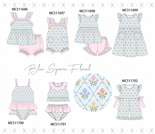 PO75 Blue floral print ruffle collection ETA MAY