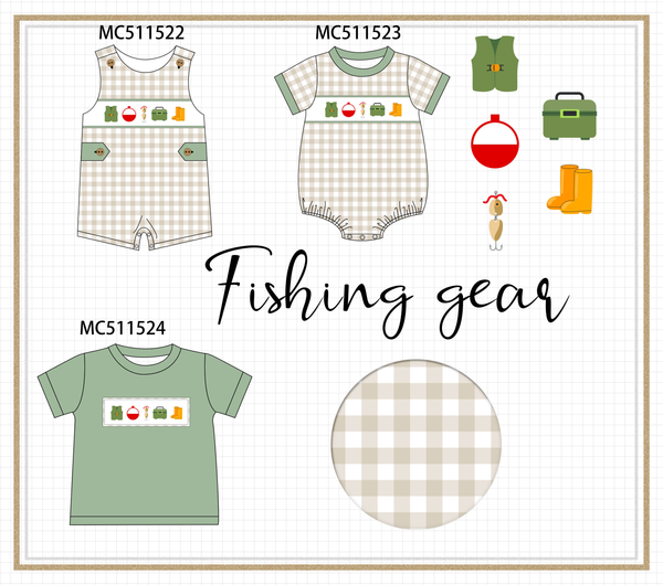 PO75 Green fishing embroidery gingham collection ETA MAY