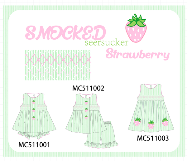PO73 Green strawberry embroidery smocked collection eta April