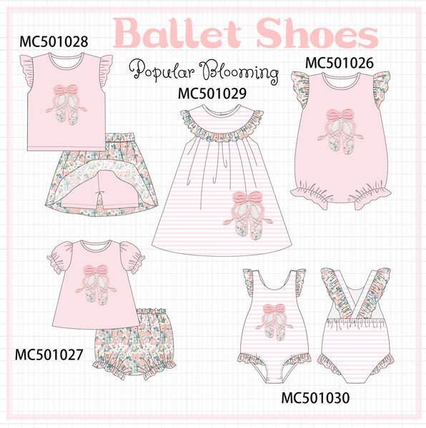 PO48 Pink ballet shoe applique floral collection eta July