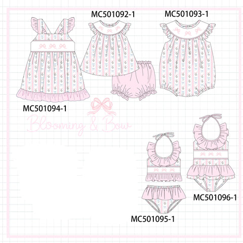 PO48 Pink bow character embroidery collection eta July