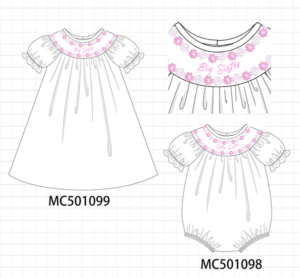 PO48 White floral big little sister embroidery collection eta July