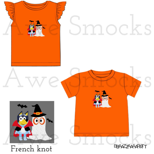 WS blue pup sisters halloween french knot Shirts - ETA August