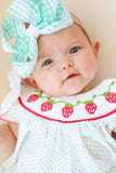 Rts strawberry smocked bubble
