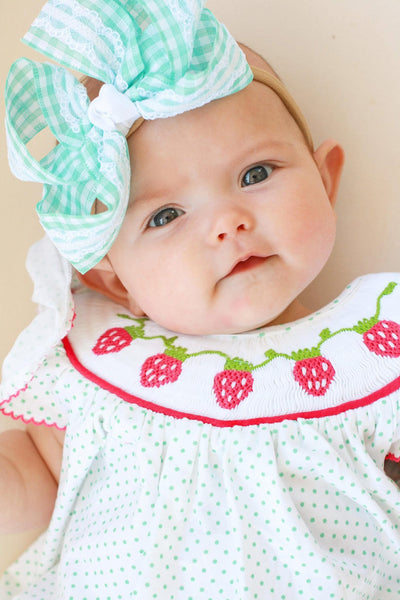 Rts strawberry smocked bubble