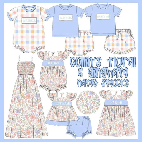 COLLINS FLORAL & GINGHAM NAME SMOCKS - ETA JUNE