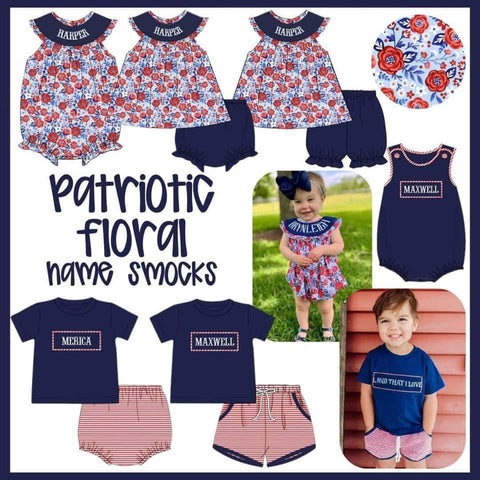 PATRIOTIC FLORAL NAME SMOCKS - ETA JUNE