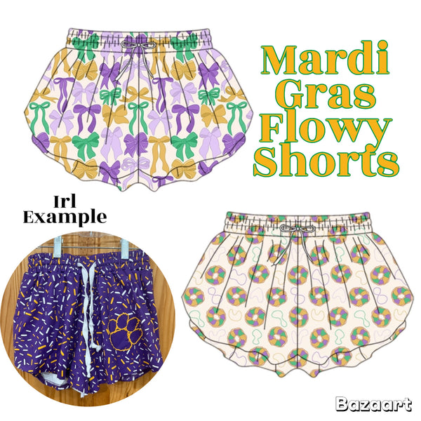 Mardi Gras Flowy Shorts eta January