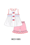 PO73 White Patriotic flag smocked collection eta April