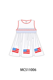PO73 White Patriotic flag smocked collection eta April