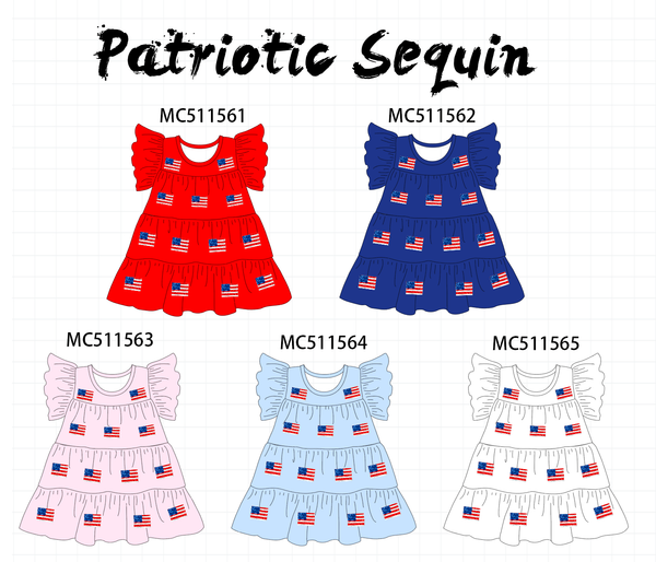 PO75 Patriotic flag sequin tiered dress collection ETA MAY