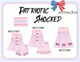 PO73 Pink Patriotic flag smocked collection eta April