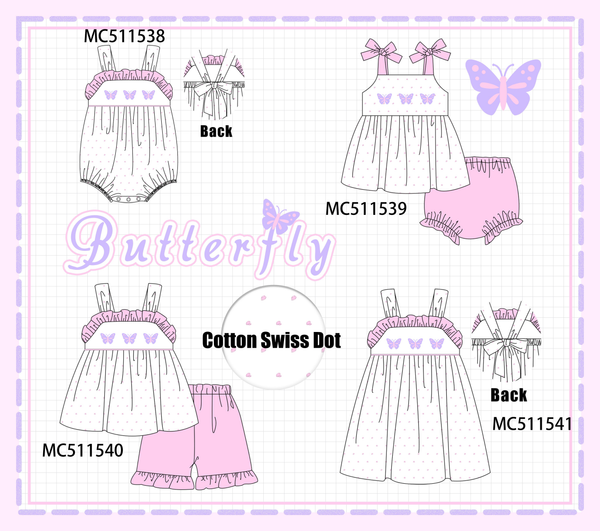 PO75 Purple butterfly embroidery swiss dot collection ETA MAY