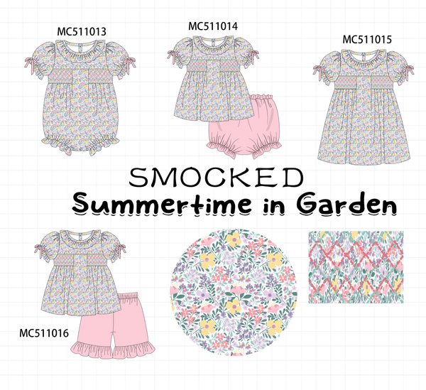 PO73 Summer time in garden smocked collection eta April